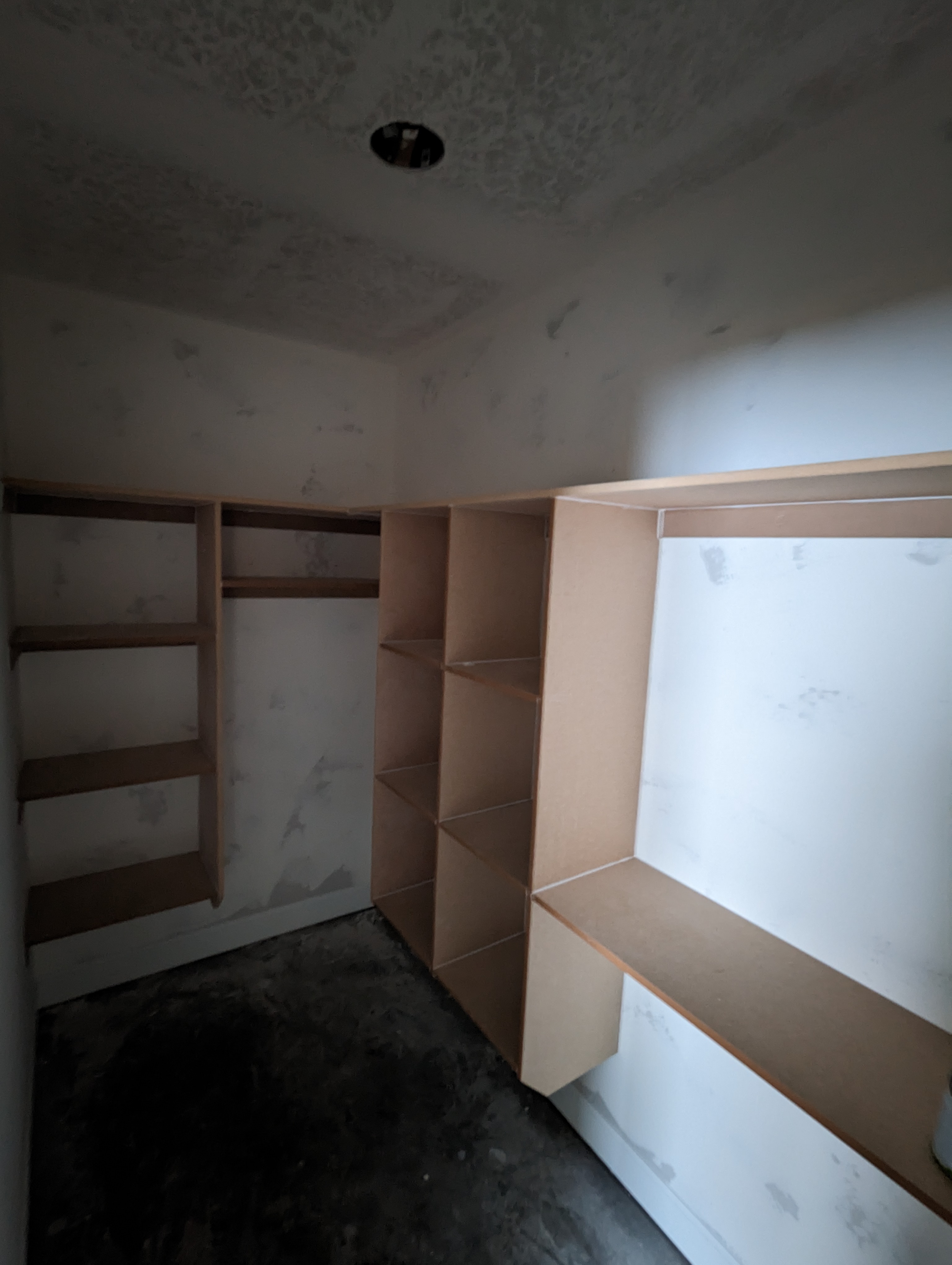 Custom walk-in closet shelving and built-ins